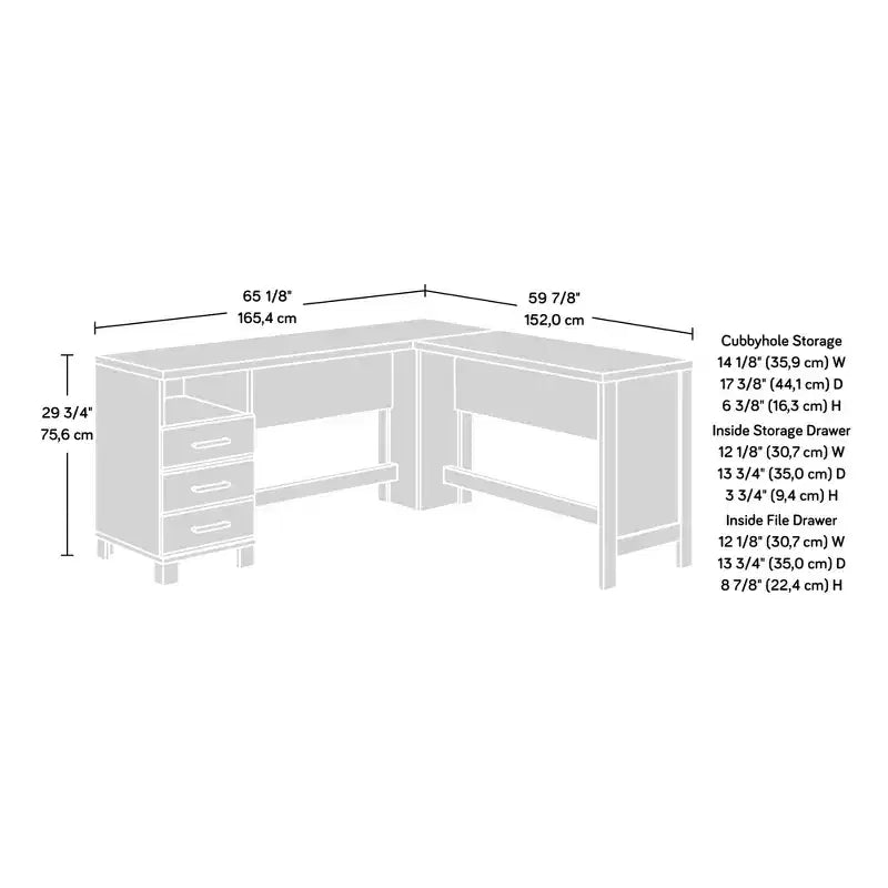 Bureau d'angle en bois de style fermier Merlene de GDFStudio avec tiroirs