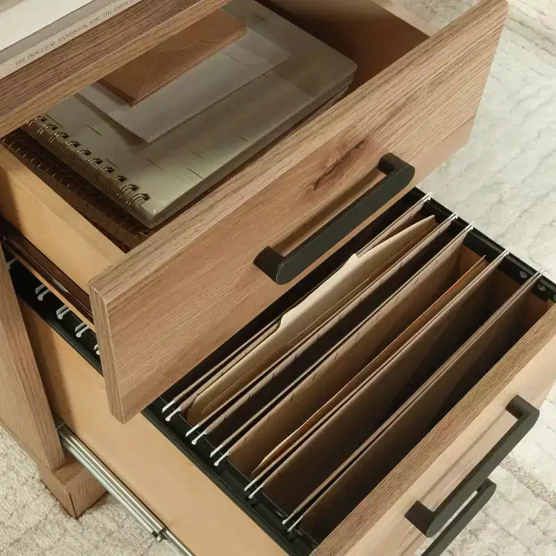 Bureau d'angle en bois de style fermier Merlene de GDFStudio avec tiroirs