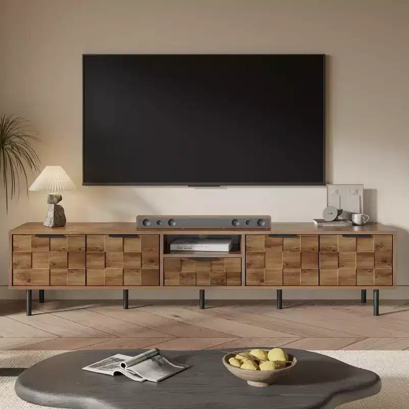 Meuble TV 78 pouces pour TV 85/75/65 pouces, consoles TV pour salon, meuble TV en bois avec rangement