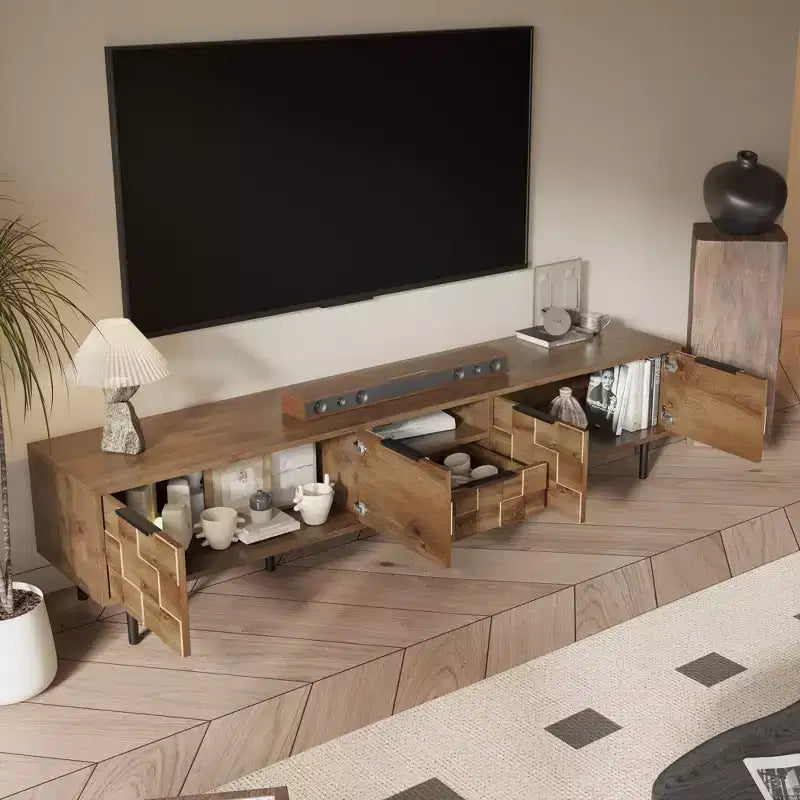 Meuble TV 78 pouces pour TV 85/75/65 pouces, consoles TV pour salon, meuble TV en bois avec rangement