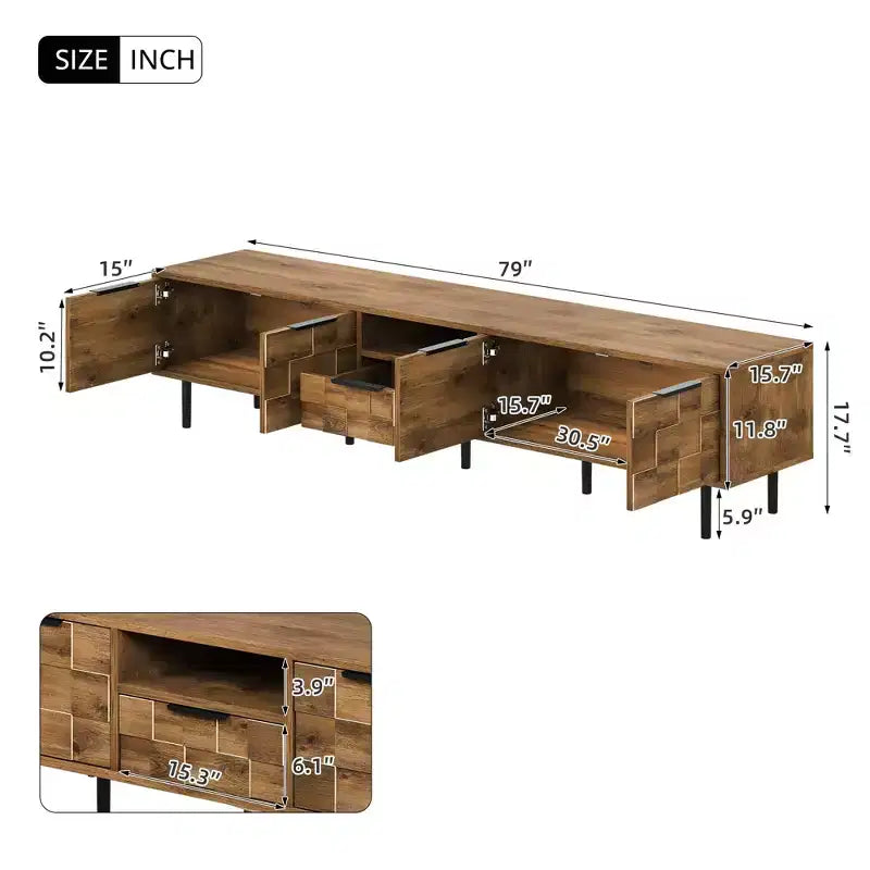 Meuble TV 78 pouces pour TV 85/75/65 pouces, consoles TV pour salon, meuble TV en bois avec rangement
