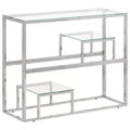 vidaXL Console Table Living Room Furniture Stainless Steel and Tempered Glass - Silver Glass
