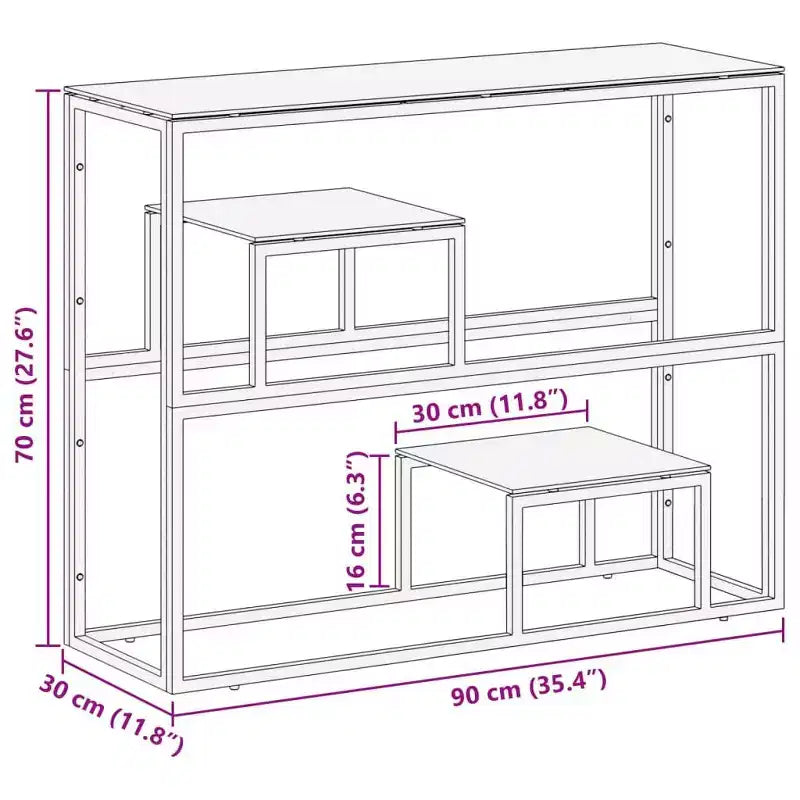 Console - Meuble de salon en acier inoxydable et verre trempé - Verre argenté