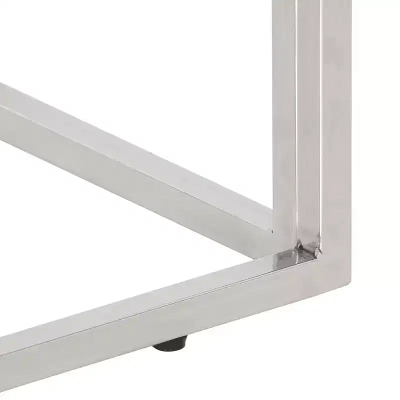 Console - Meuble de salon en acier inoxydable et verre trempé - Verre argenté