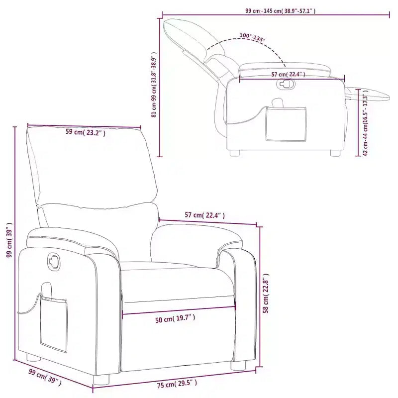 Fauteuil inclinable de massage en tissu crème