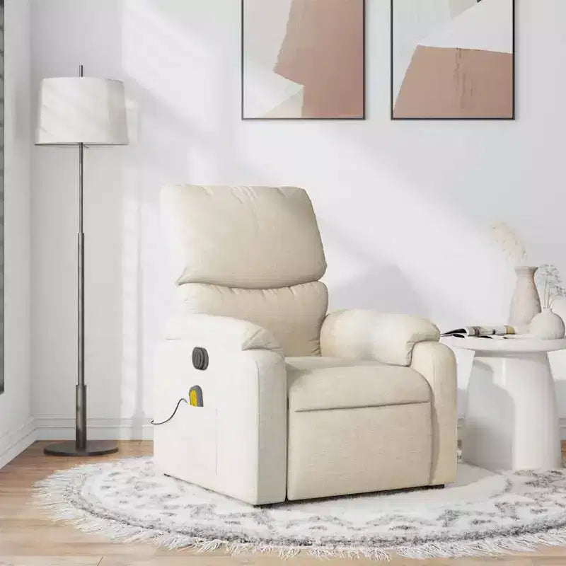 Fauteuil inclinable de massage en tissu crème