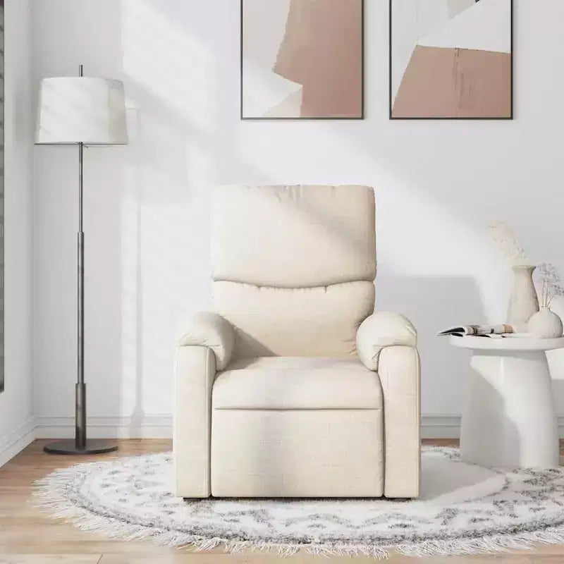 Fauteuil inclinable de massage en tissu crème