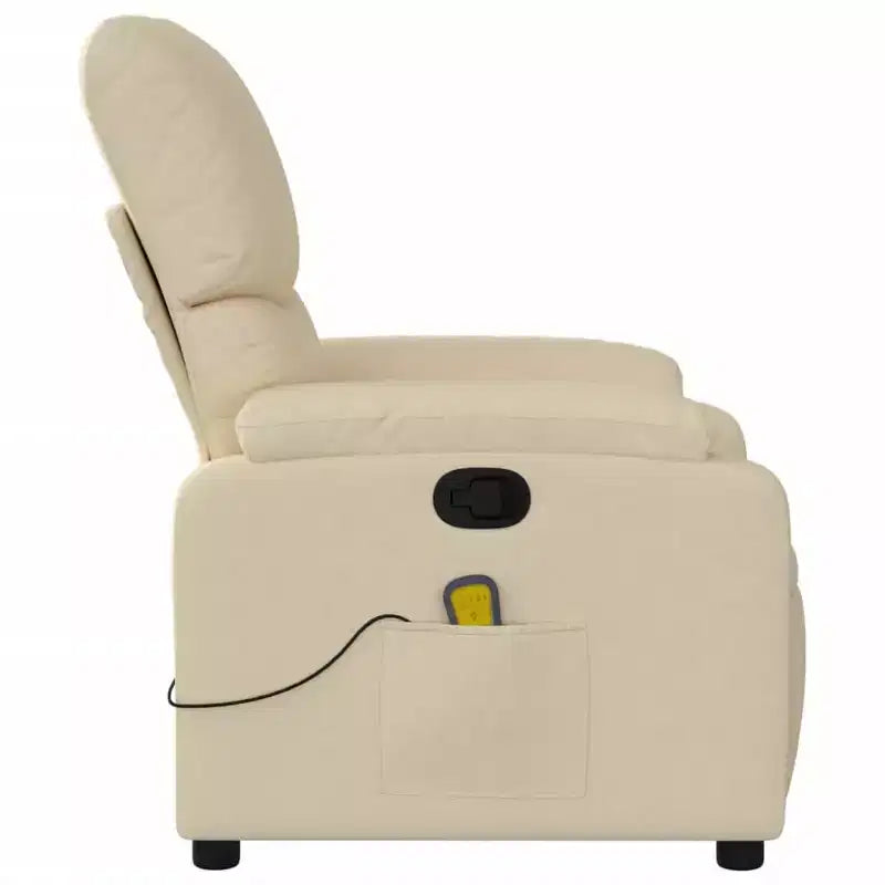 Fauteuil inclinable de massage en tissu crème