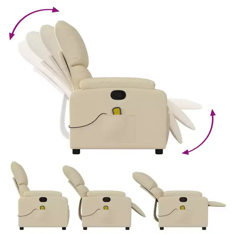 Fauteuil inclinable de massage en tissu crème