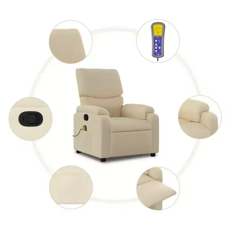 Fauteuil inclinable de massage en tissu crème