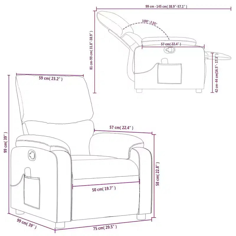 Fauteuil inclinable de massage en tissu crème