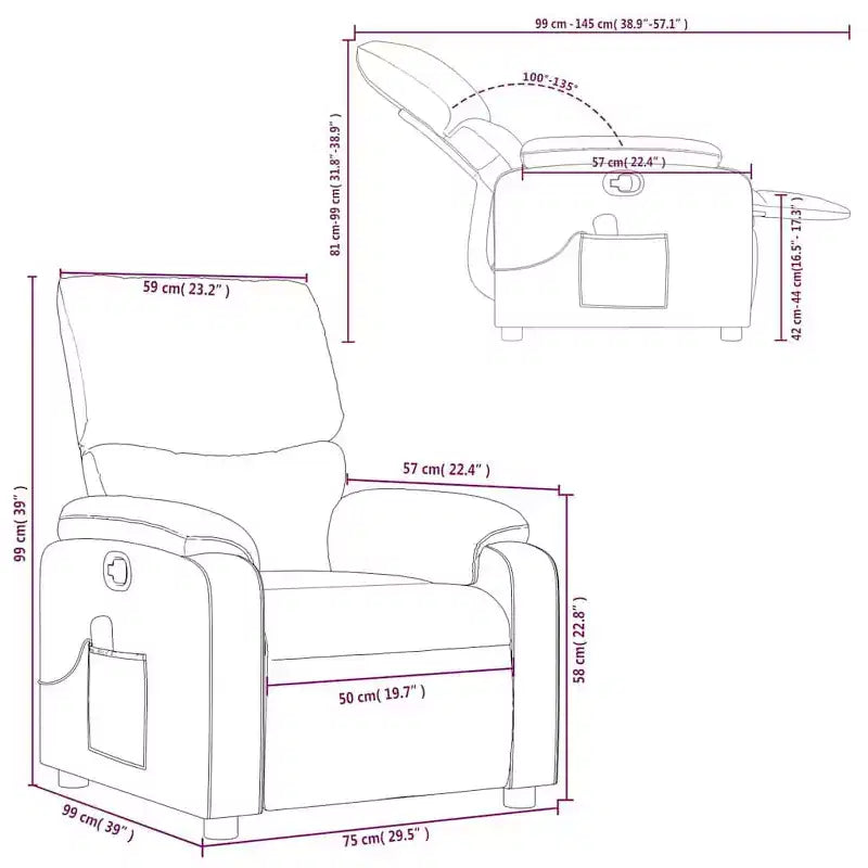 Fauteuil inclinable de massage en tissu crème