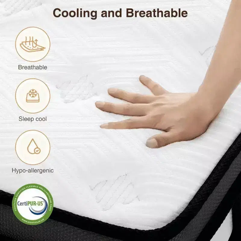 Matelas en boîte Queen Size, matelas en mousse à mémoire de forme de 14 pouces avec gel pour des nuits fraîches et un soulagement de la pression, sensation moelleuse moyenne avec isolation des mouvements