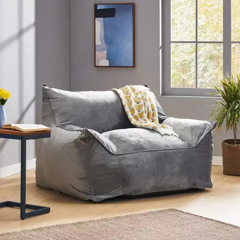 Pouf Géant Velours, Fauteuil de Sol Moelleux en Mousse à Mémoire de Forme pour un Confort Luxueux, Canapé Paresseux pour Salon, Chambre et Bureau