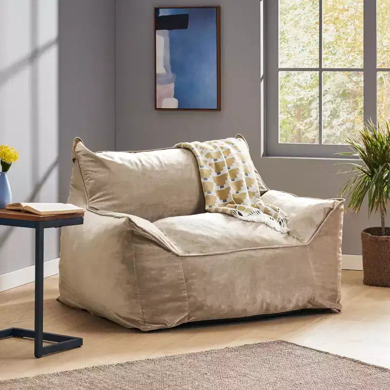 Pouf Géant Velours, Fauteuil de Sol Moelleux en Mousse à Mémoire de Forme pour un Confort Luxueux, Canapé Paresseux pour Salon, Chambre et Bureau