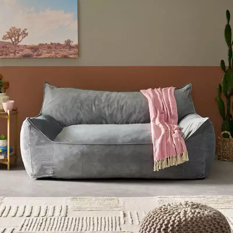 Pouf géant en chenille, grand fauteuil de sol avec accoudoirs pour une relaxation totale, chaise longue confortable pour le salon ou la chambre