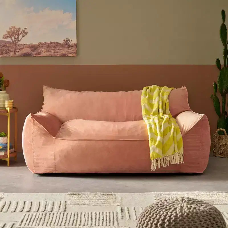 Pouf géant en chenille, grand fauteuil de sol avec accoudoirs pour une relaxation totale, chaise longue confortable pour le salon ou la chambre