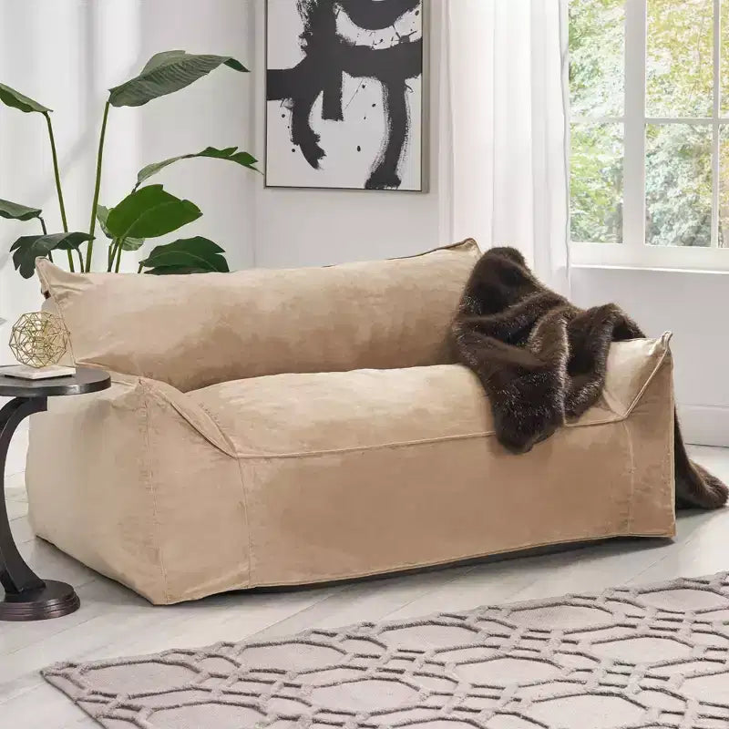 Pouf géant en chenille, grand fauteuil de sol avec accoudoirs pour une relaxation totale, chaise longue confortable pour le salon ou la chambre