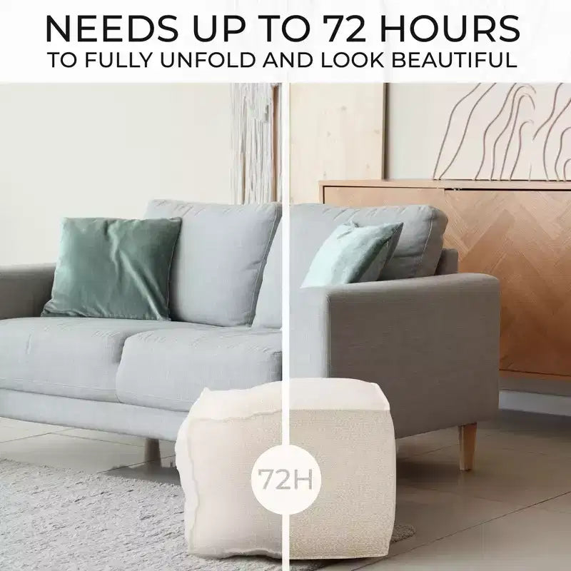 Boucle Pouf Ottoman et Repose-Pieds Léger Rond Rembourré en Mousse pour Décoration de Salon Moderne