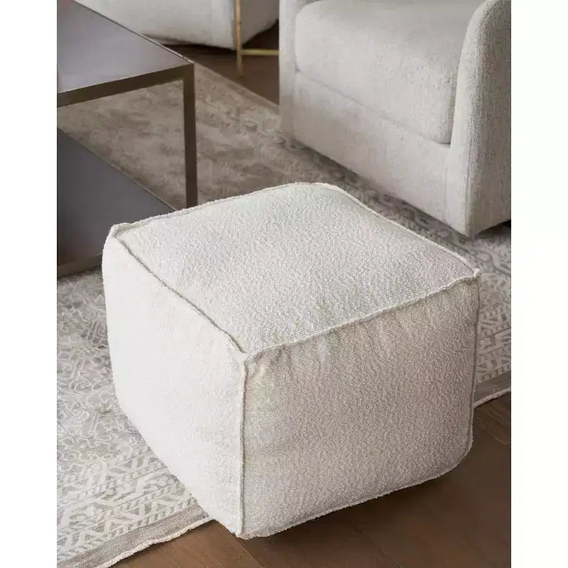 Boucle Pouf Ottoman et Repose-Pieds Léger Rond Rembourré en Mousse pour Décoration de Salon Moderne