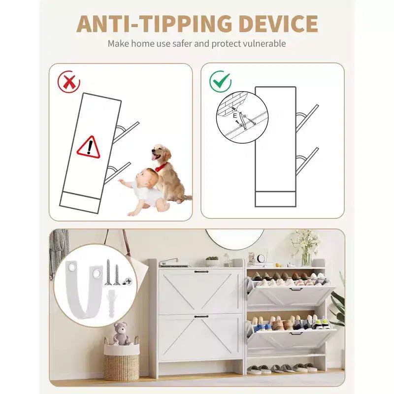 Meuble de rangement pour chaussures avec 2 tiroirs basculants, étagère à chaussures mince pour entrée, meuble de rangement pour chaussures autoportant avec pieds en métal