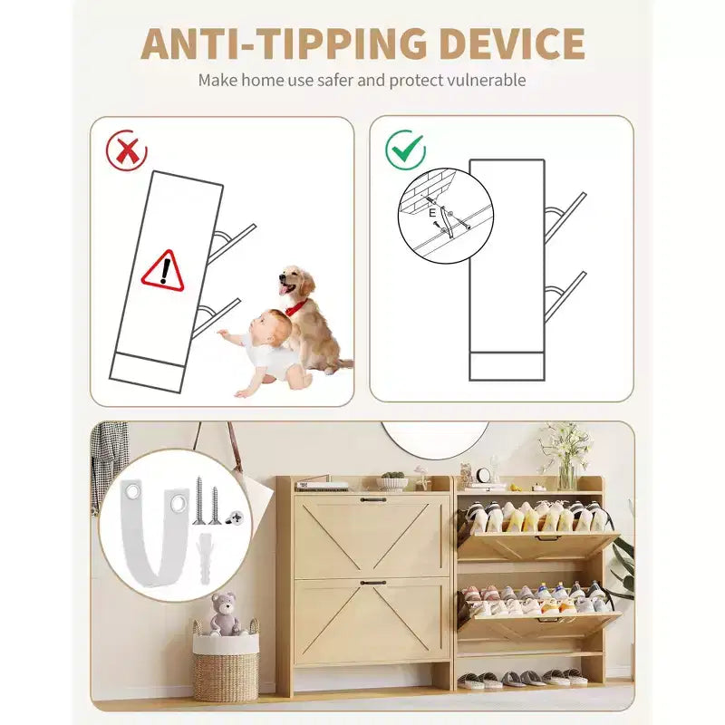 Meuble de rangement pour chaussures avec 2 tiroirs basculants, étagère à chaussures mince pour entrée, meuble de rangement pour chaussures autoportant avec pieds en métal