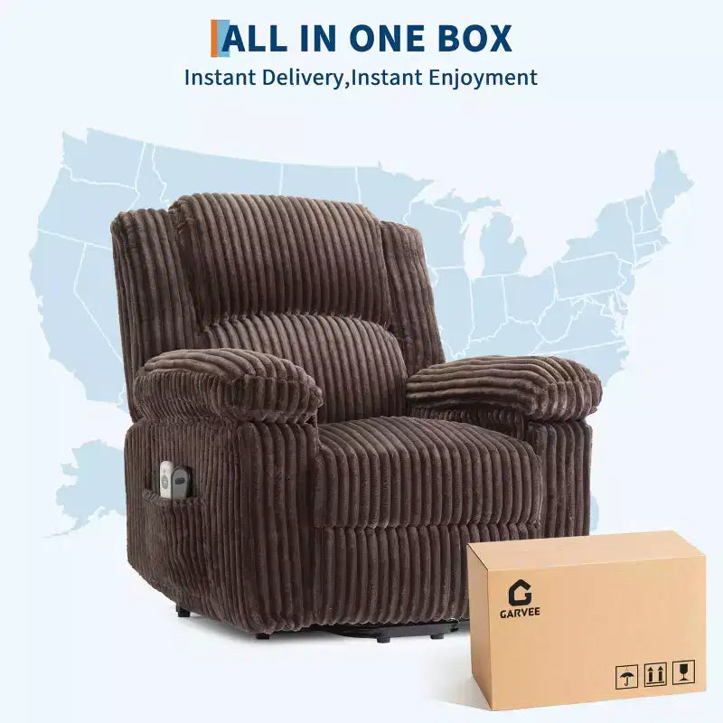 Fauteuil inclinable releveur électrique - Fonction chaleur et massage, Fauteuil releveur électrique avec positions réglables, Tissu polyester doux et Rembourrage intégral en éponge
