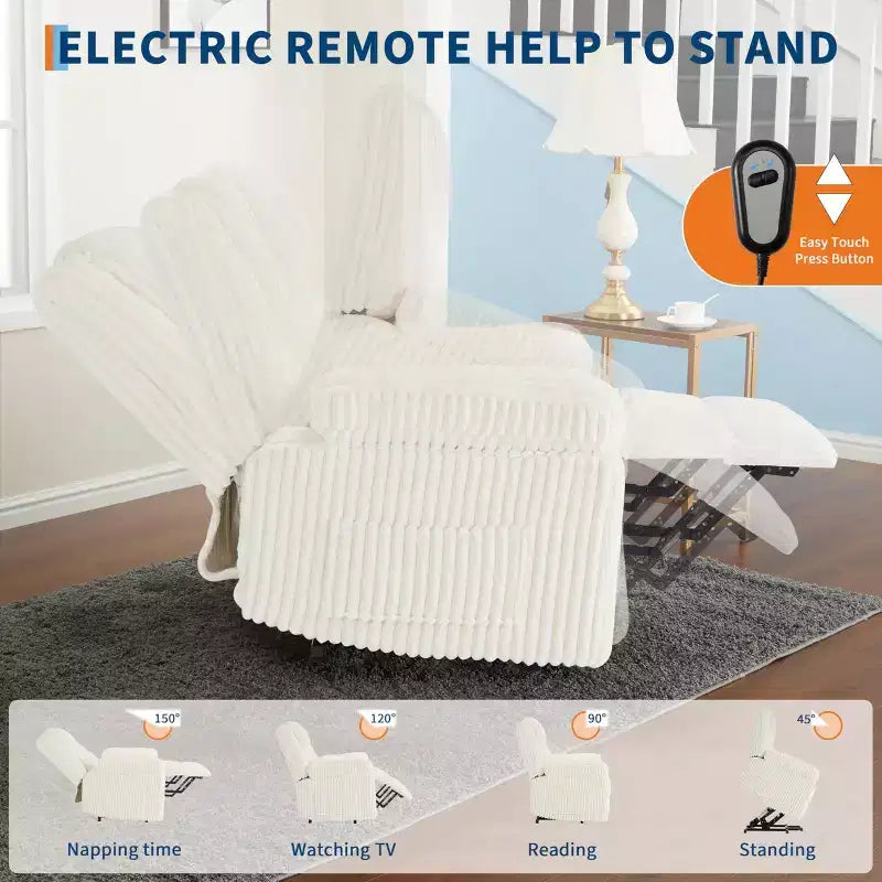 Fauteuil inclinable releveur électrique - Fonction chaleur et massage, Fauteuil releveur électrique avec positions réglables, Tissu polyester doux et Rembourrage intégral en éponge