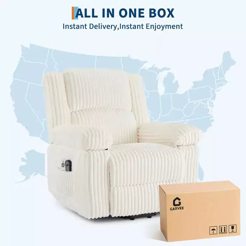 Fauteuil inclinable releveur électrique - Fonction chaleur et massage, Fauteuil releveur électrique avec positions réglables, Tissu polyester doux et Rembourrage intégral en éponge