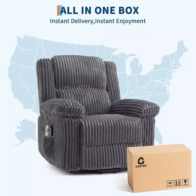 Fauteuil inclinable releveur électrique - Fonction chaleur et massage, Fauteuil releveur électrique avec positions réglables, Tissu polyester doux et Rembourrage intégral en éponge