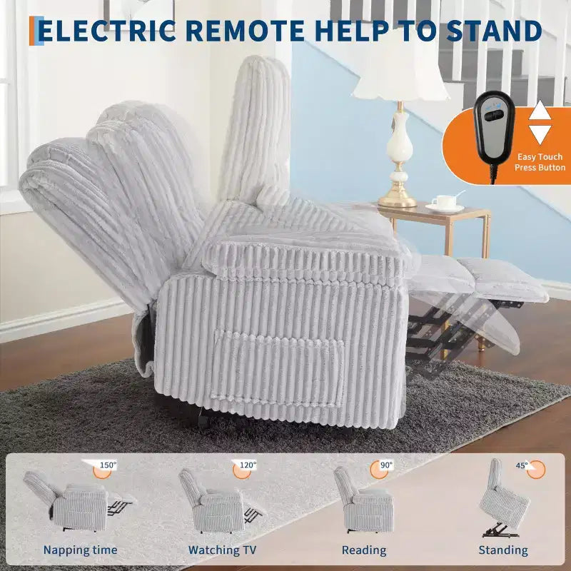 Fauteuil inclinable releveur électrique - Fonction chaleur et massage, Fauteuil releveur électrique avec positions réglables, Tissu polyester doux et Rembourrage intégral en éponge