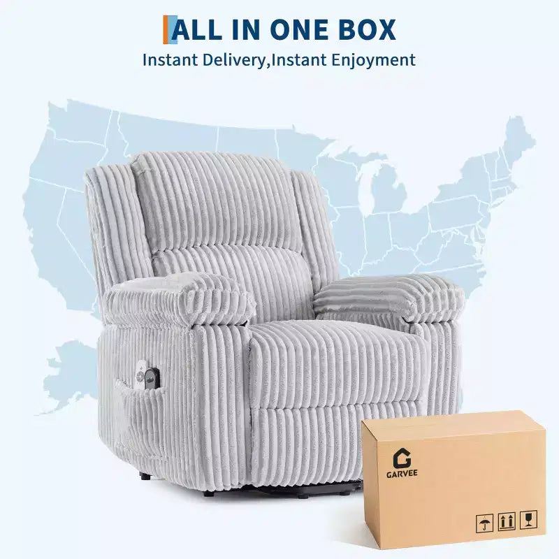Fauteuil inclinable releveur électrique - Fonction chaleur et massage, Fauteuil releveur électrique avec positions réglables, Tissu polyester doux et Rembourrage intégral en éponge