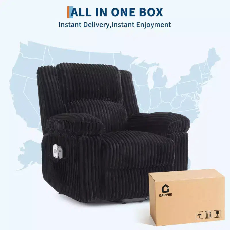Fauteuil inclinable releveur électrique - Fonction chaleur et massage, Fauteuil releveur électrique avec positions réglables, Tissu polyester doux et Rembourrage intégral en éponge