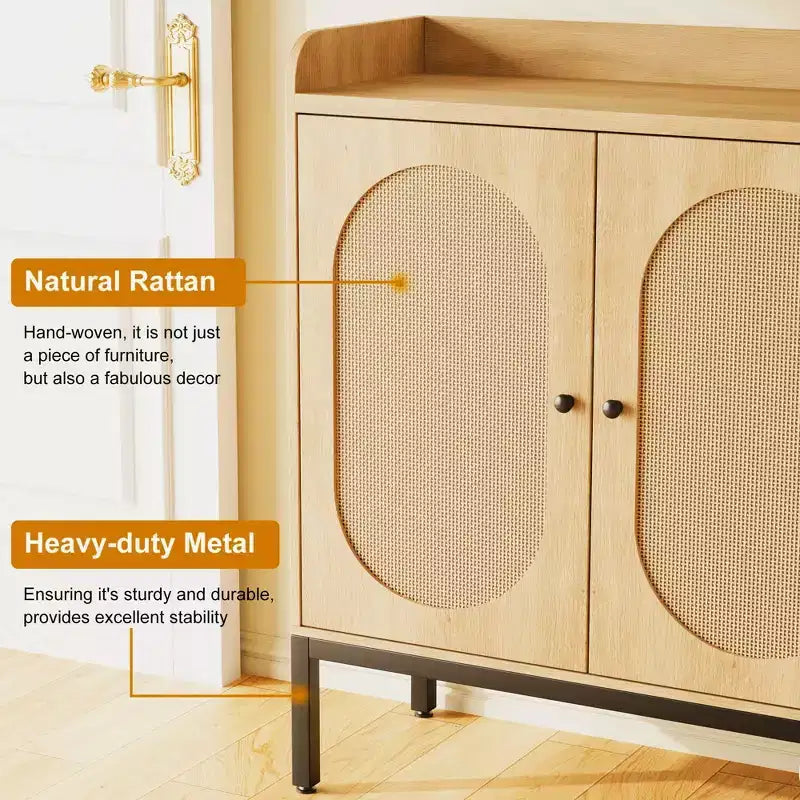 Meuble à chaussures pour entrée, organiseur de chaussures avec étagères réglables, étagère à chaussures en bois à 3 portes pour couloir - Chêne naturel