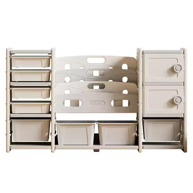 Organisateur de rangement pour jouets d'enfants, 8 casiers de rangement, bacs à jouets amovibles, organisateurs de livres à 4 niveaux et 2 rangements de placards, bibliothèque et rangement de jouets pour enfants